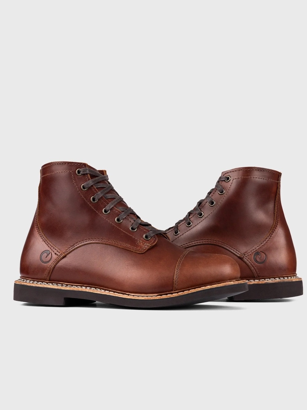 Origin || Lincoln Cap Toe Oxford Boots USA Maine Leather Amber Brown Tan 10.5